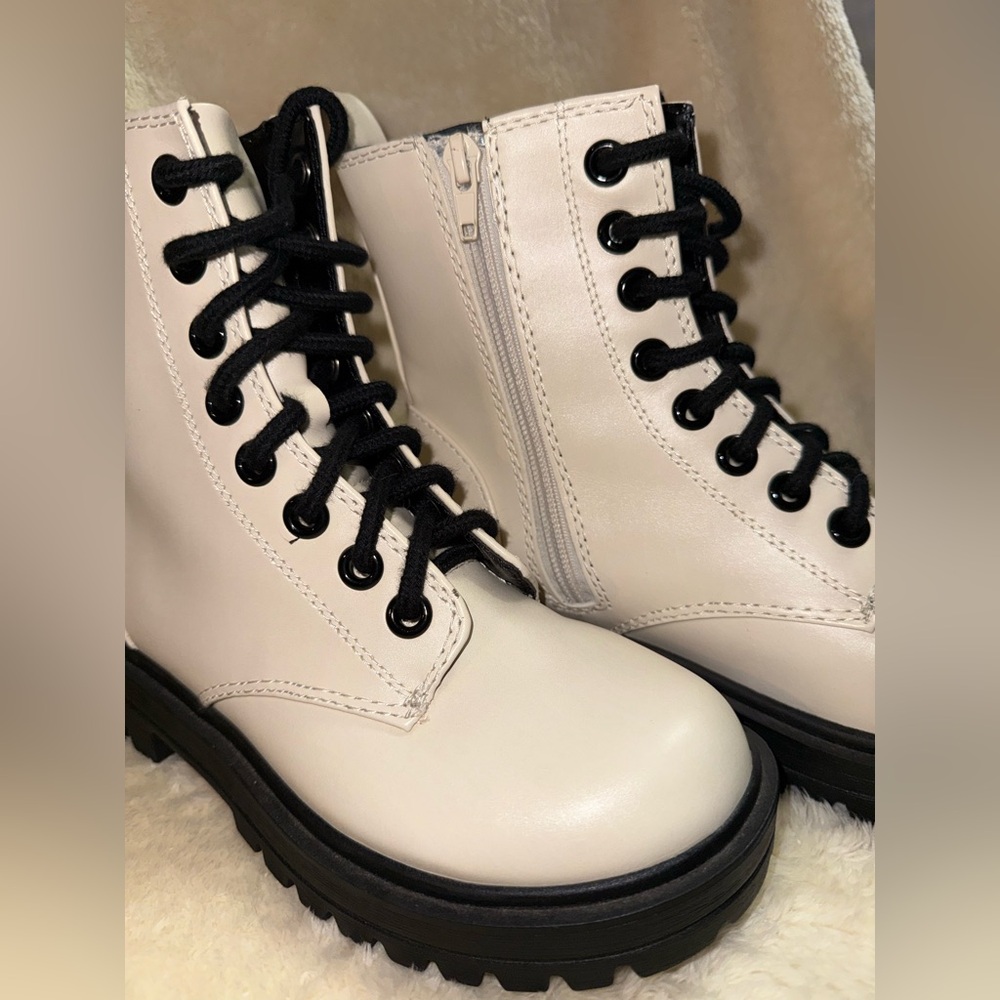 Elegant Off-White Combat Boots